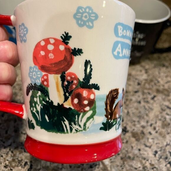 Anthropologie Bonne Annee Reindeer Mushroom Cup Plus Mom Bird Cups - Picture 2 of 12